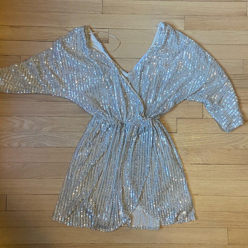 Zara Silver Sequin Detail Fabric